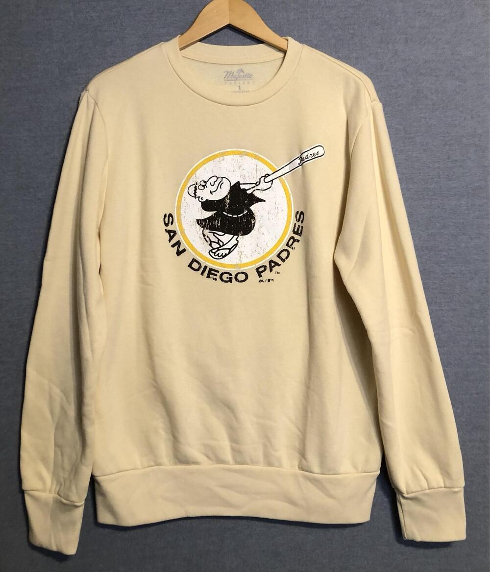 San Diego Padres Sweatshirt Mens L Swinging Friar MLB Baseball Majestic Threads